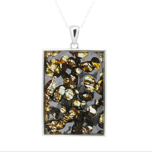 セリコ・パラサイト隕石 ケニア産 シルバーペンダント 26×47mm CH-FEB25-011