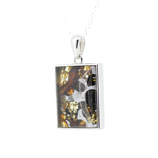 セリコ・パラサイト隕石 ケニア産 シルバーペンダント 17×31mm CH-SEP24-029