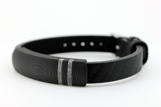 ムオニオナルスタ隕石 カーボンファイバー&レザーブレスレット 幅12mm 全長22cm(16cm-20cmサイズ調節可能) ASB-002CF