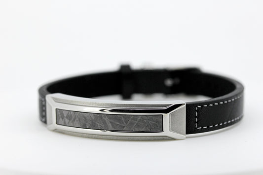 ムオニオナルスタ隕石 レザーブレスレット 幅11mm 全長24cm(17cm-21cmサイズ調節可能) ASB-0013