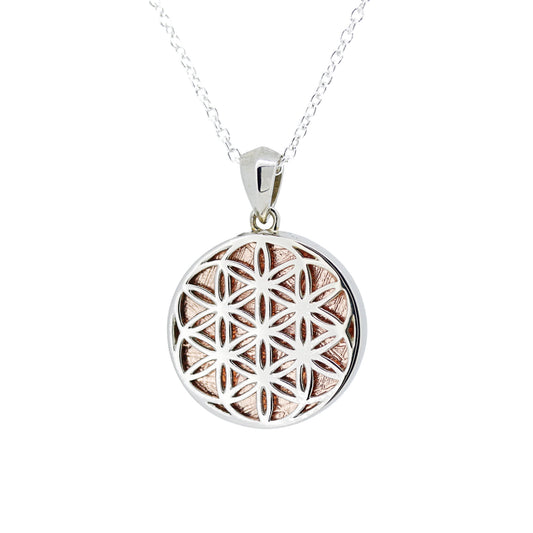 ムオニオナルスタ隕石 シルバーペンダント(フラワーオブライフ)2カラー 20×27mm SPMT-1143-18