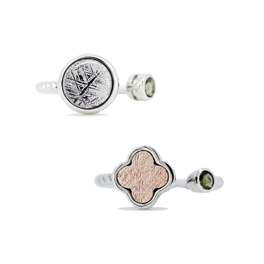 「ムオニオナルスタ隕石&モルダバイト」シルバーリングを再入荷いたしました