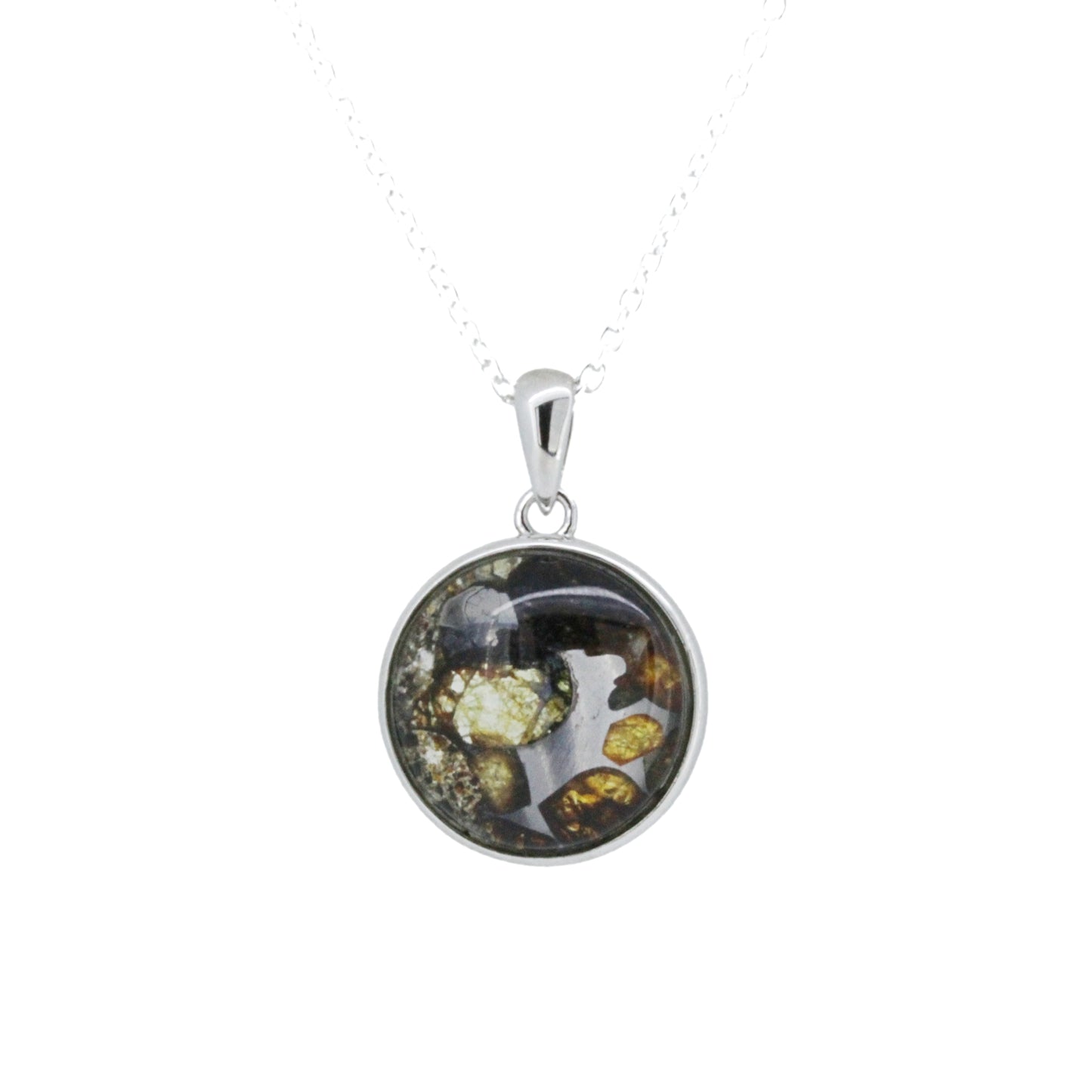 セリコ・パラサイト隕石 ケニア産 シルバーペンダント 16×24mm CH-SEP25-019