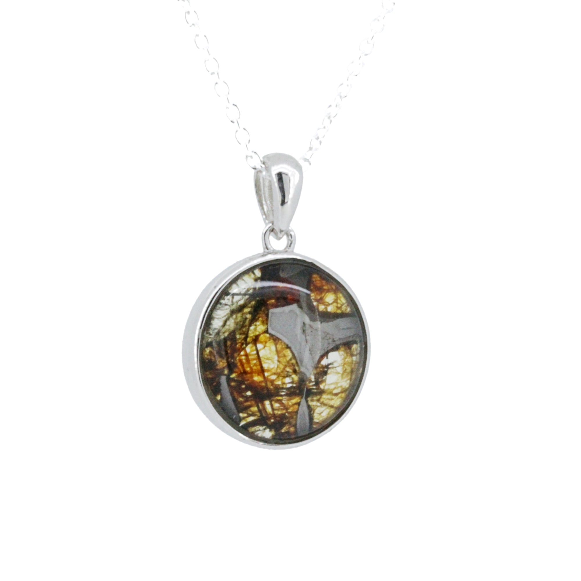 セリコ・パラサイト隕石 ケニア産 シルバーペンダント 16×24mm CH