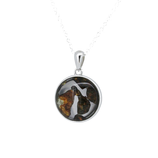 セリコ・パラサイト隕石 ケニア産 シルバーペンダント 16×24mm CH-SEP25-021