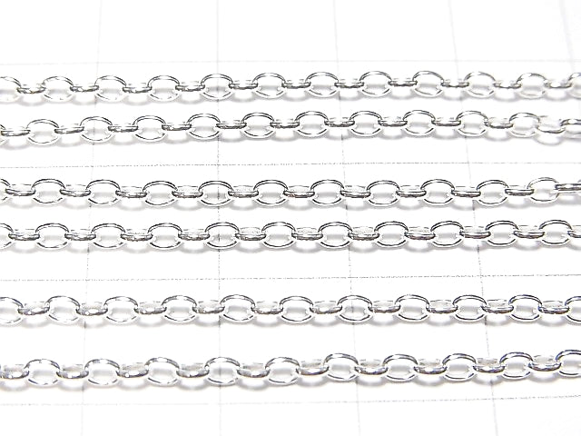 シルバー925 ロングロロチェーン 幅2mm 全長50cm-60cm (純銀仕上げ加工) SV925-LR20