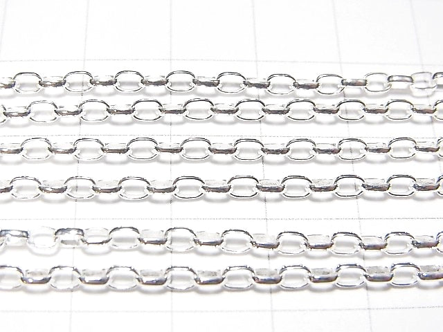 シルバー925 ロングロロチェーン 幅2.5mm 全長50cm-60cm (純銀仕上げ加工) SV925-LR25